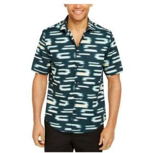 NWT Alfani Men's Classic-Fit Abstract Geo-Print Shirt Green Size S $55 D0054